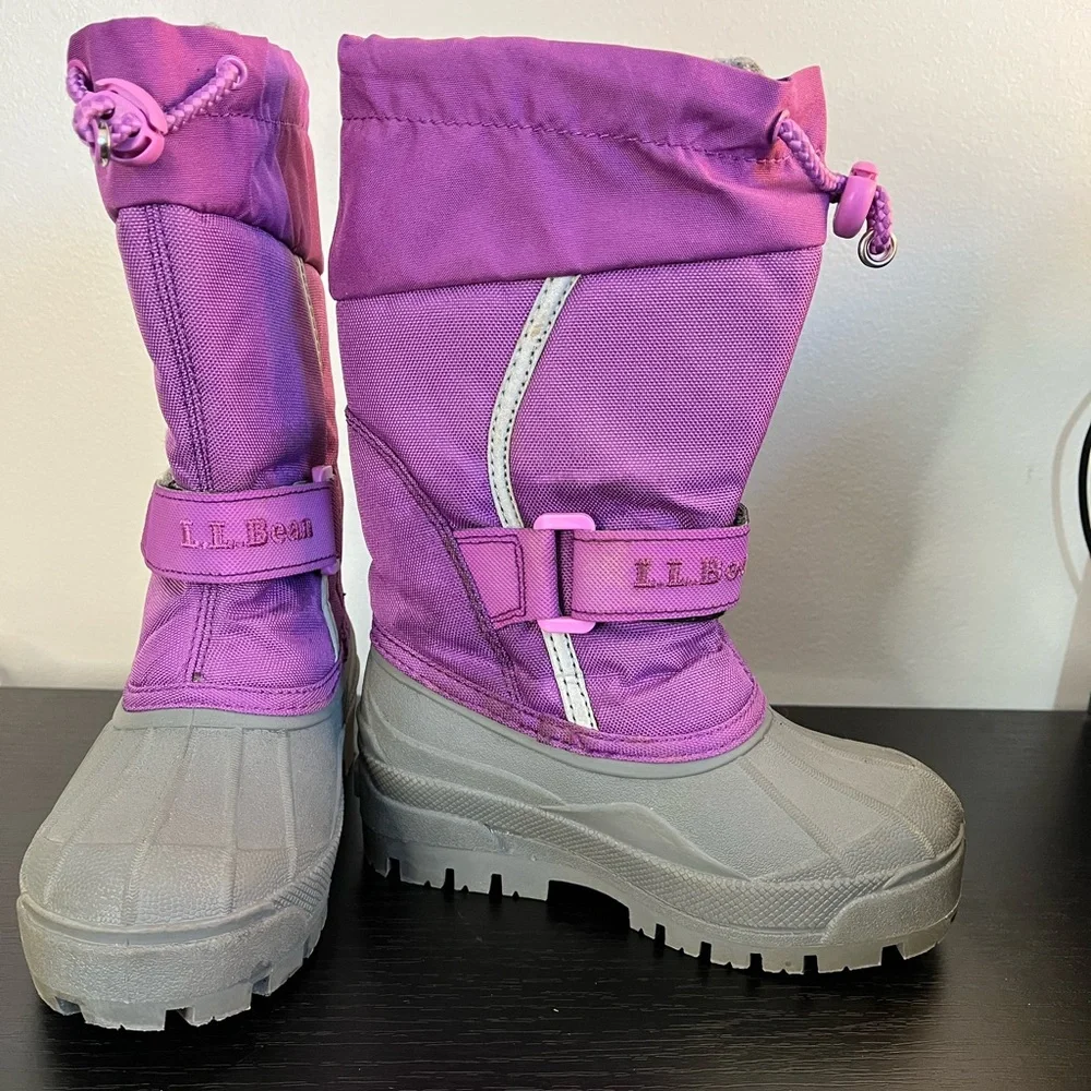 L.L. Bean Purple Gray Northwoods Winter Snow Boots Waterproof Girls Size 10